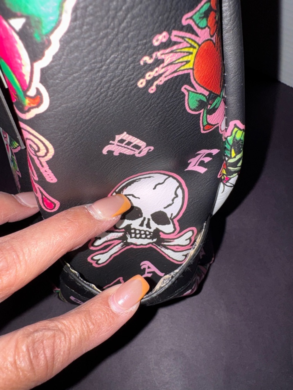 Ed Hardy Black Floral Skull Tote Bag - Pink Accents BNWT - Picture 6 of 11